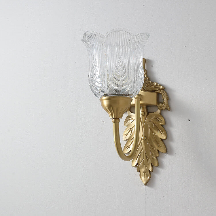 Flower Cup Brass Glass Wall Lamp