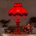 Wedding Red Fabric Tassel Table Lamp