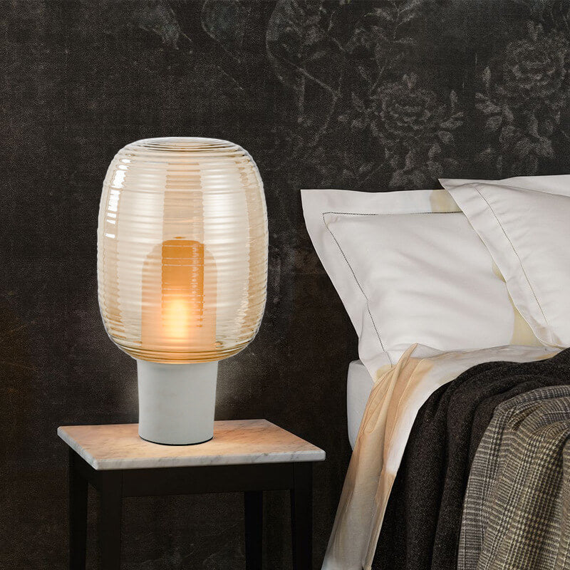 Striped Oval Glass Table Lamp