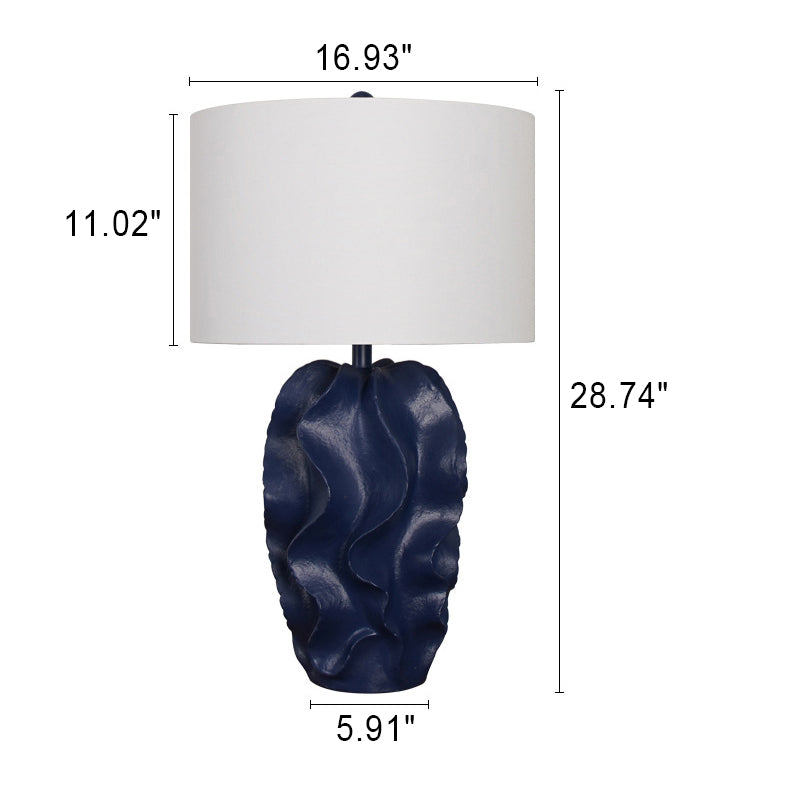 Fabric Blue Color Painting Table Lamp