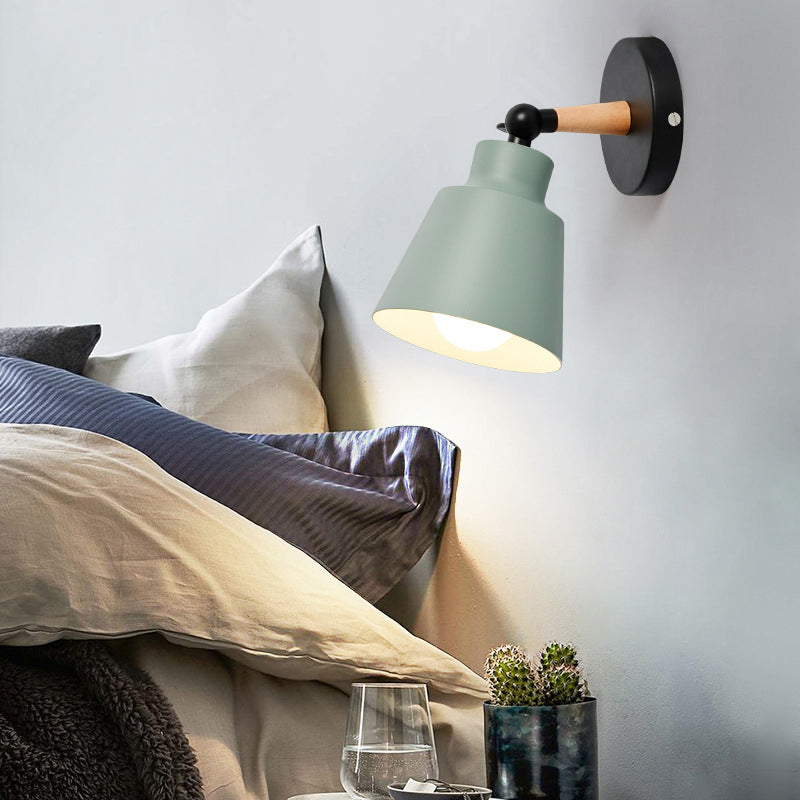 Cylindrical Trapezoidal Aluminum Wood Wall Lamp