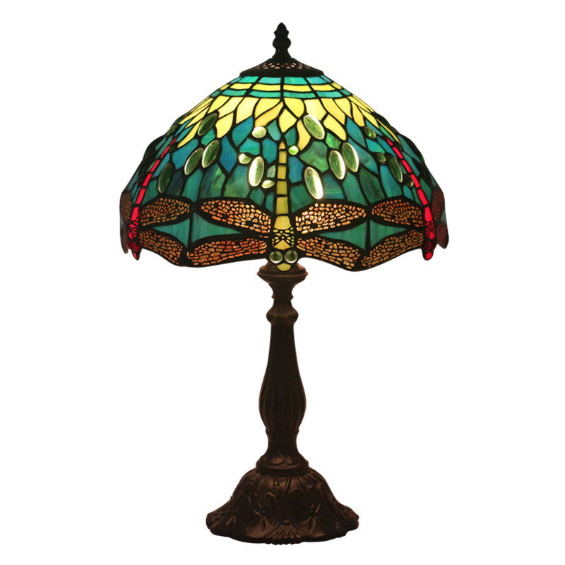 Stained Glass Animal Dragonfly Table Lamp