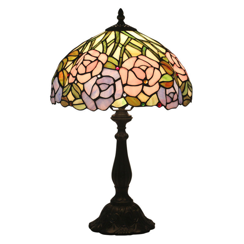 Rose Flower Stained Glass Table Lamp
