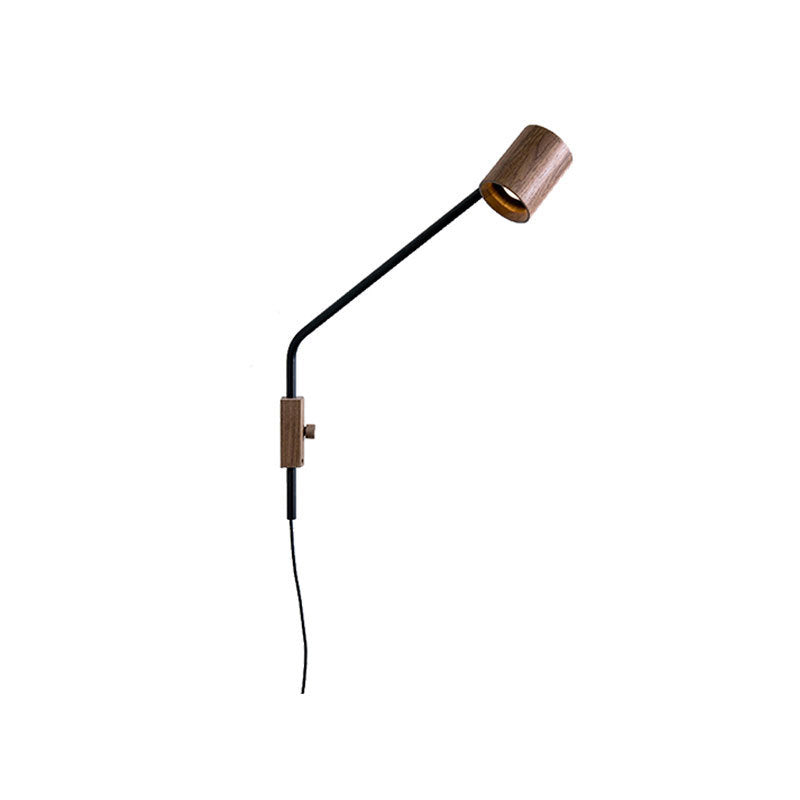 Wooden Cylinder Iron Bedroom Wall Lamp