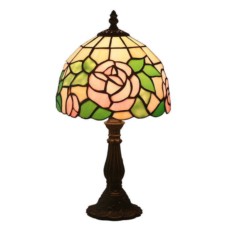 Rose Flower Stained Glass Table Lamp
