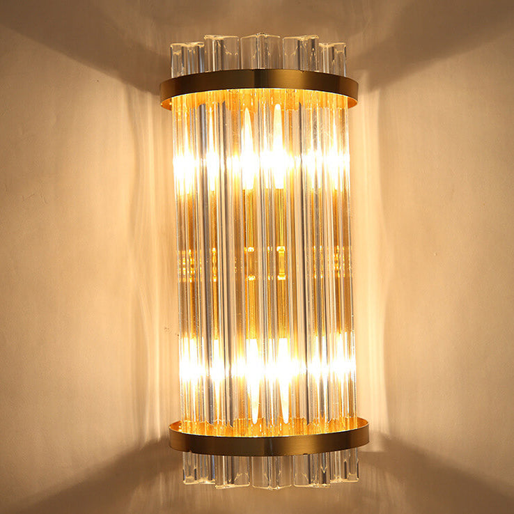 Crystal Plated Column 2-Light Wall Lamp