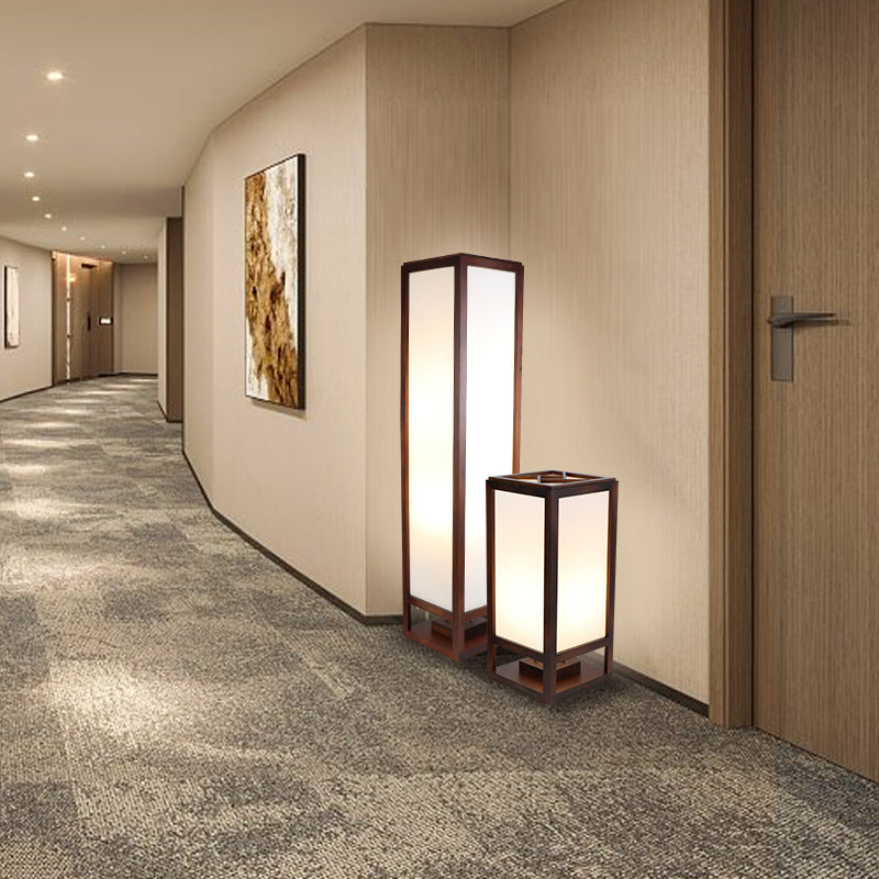 Traditional Chinese Rectangular Parchment Floor Lamp