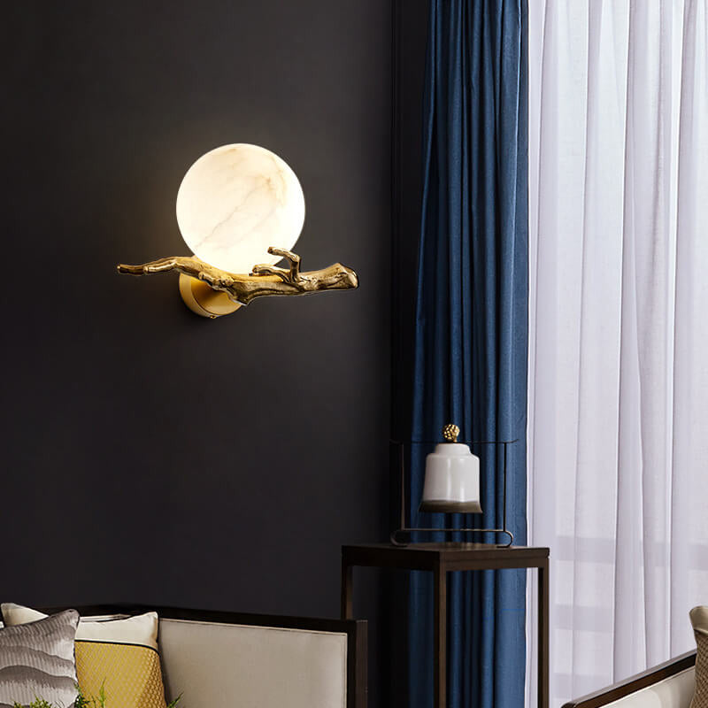 Brass Lucite Tree Branch Wall Lamp