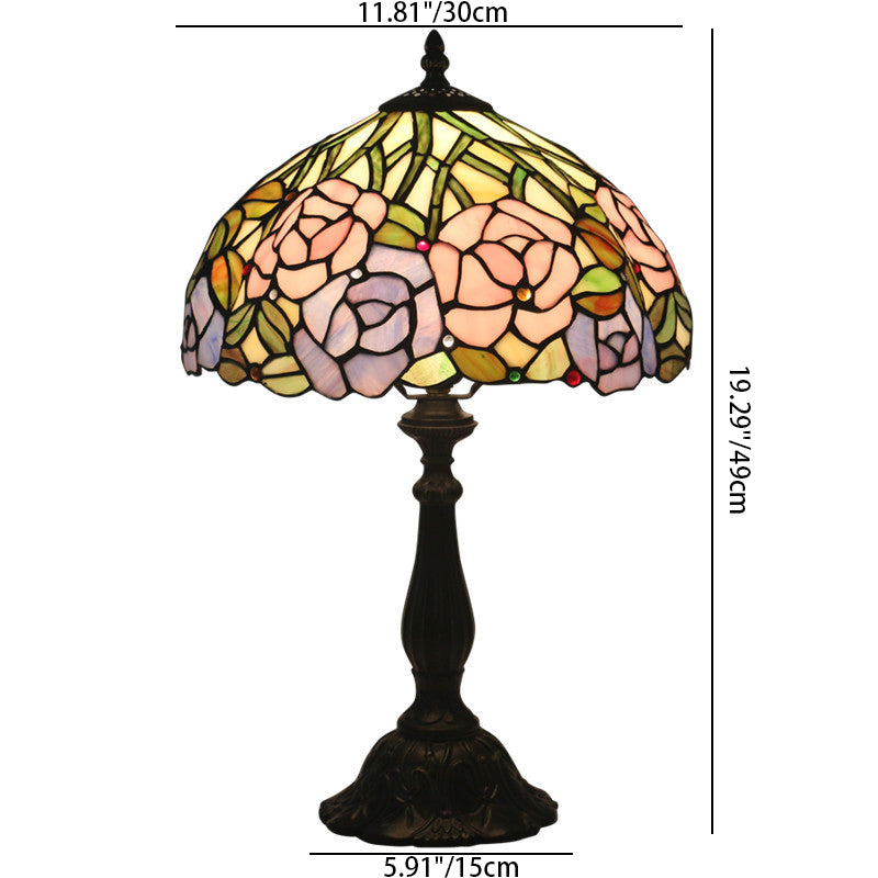 Rose Flower Stained Glass Table Lamp