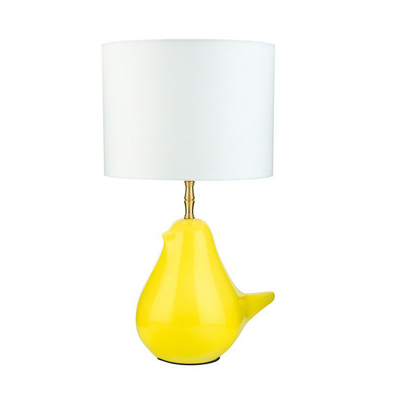 Cylindrical Fabric Kettle Ceramic Table Lamp