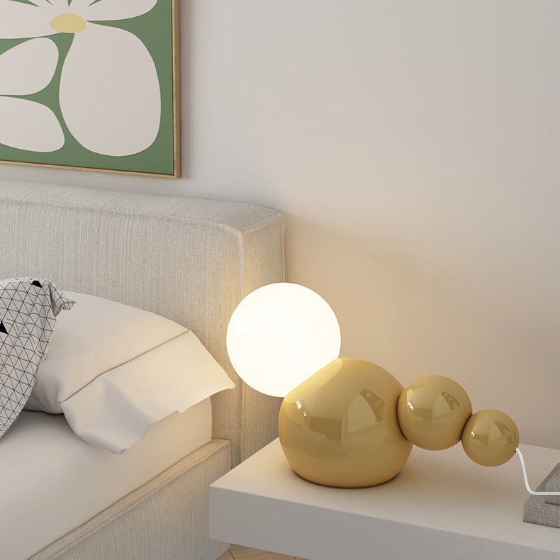 Cream Geometric Iron Globe Table Lamp