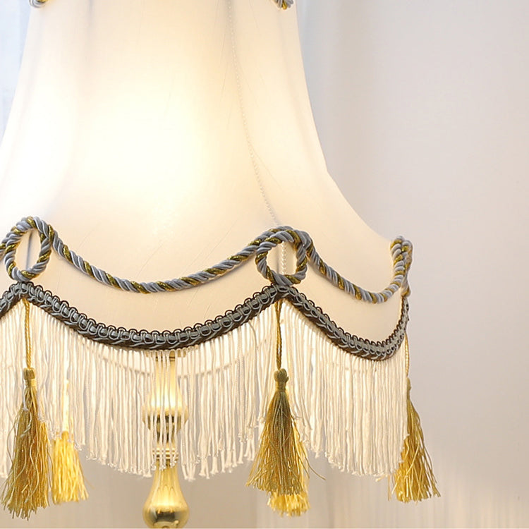 Round Brass Fabric Bedroom Table Lamp