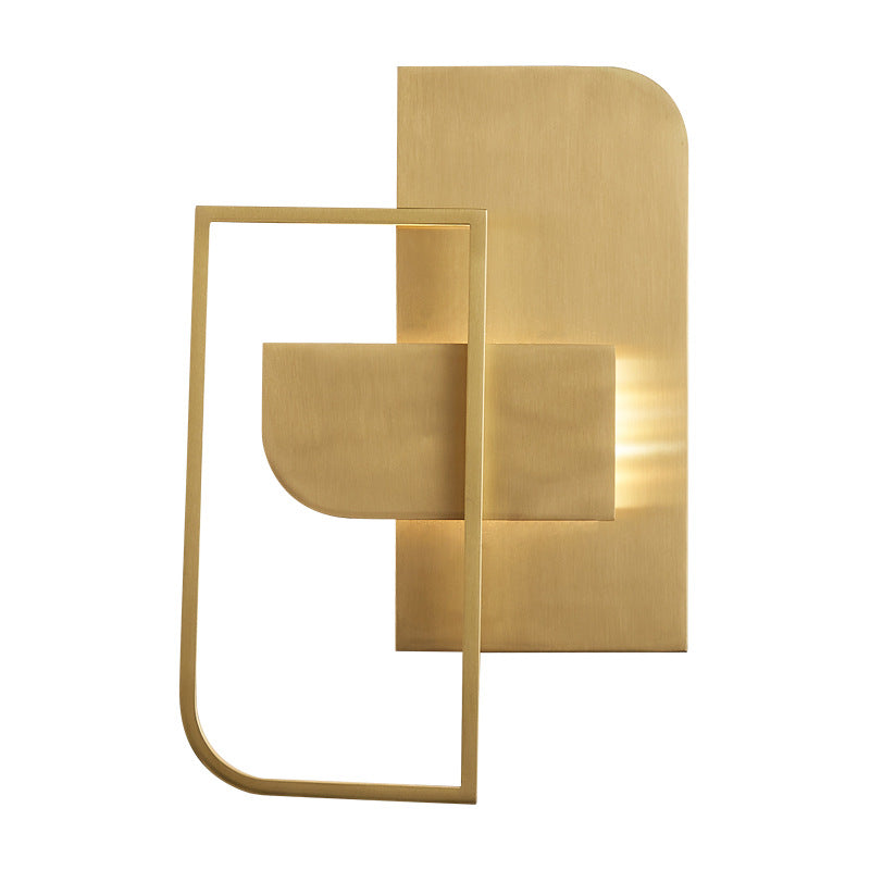 All Copper Rectangular Geometric Wall Lamp
