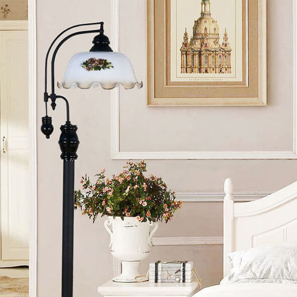 Iron Flower Bud Glass Floor Lamp
