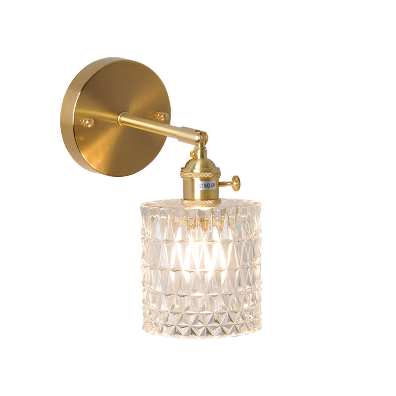 Brass Glass Cylinder Wall Lamp
