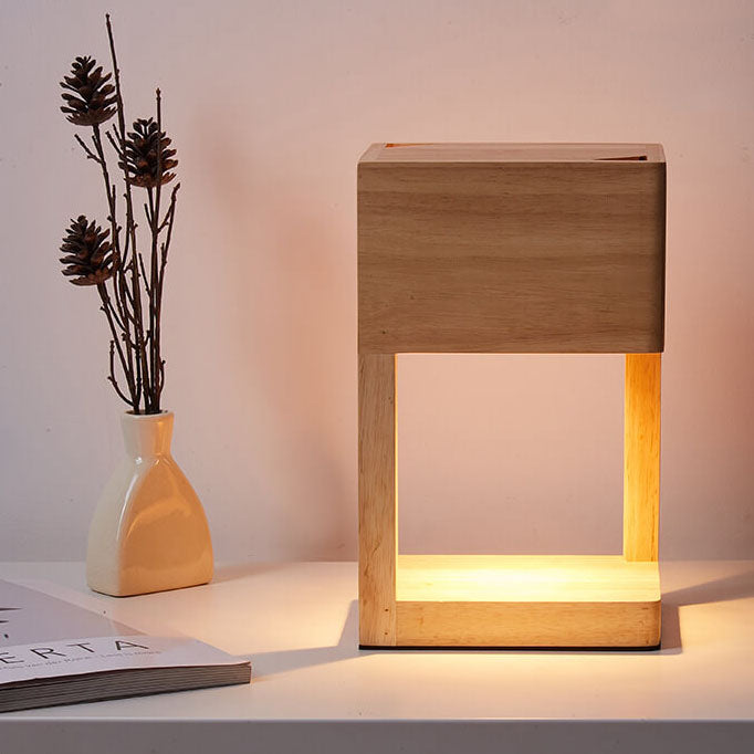 Log Square Geometry Melting 2-Light Table Lamp
