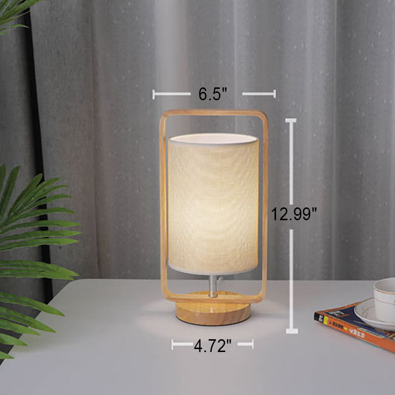 Wood Cloth Portable Night Table Lamp