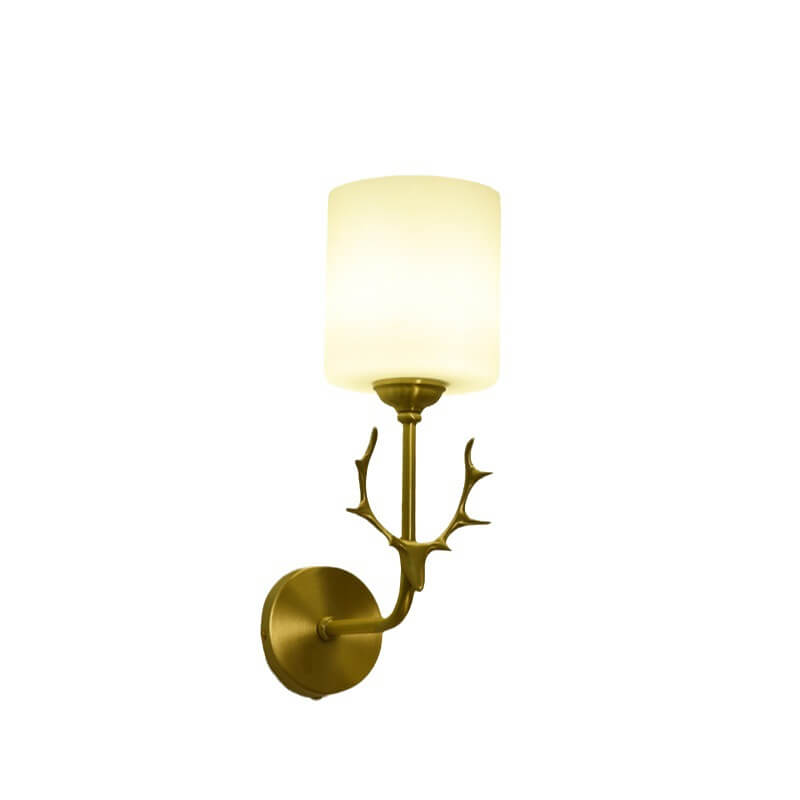 Glass Cylinder Antler Copper Wall Lamp