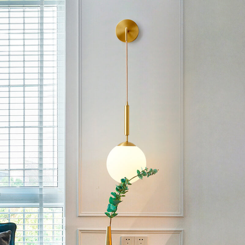 Round Ball Copper Glass Wall Lamp