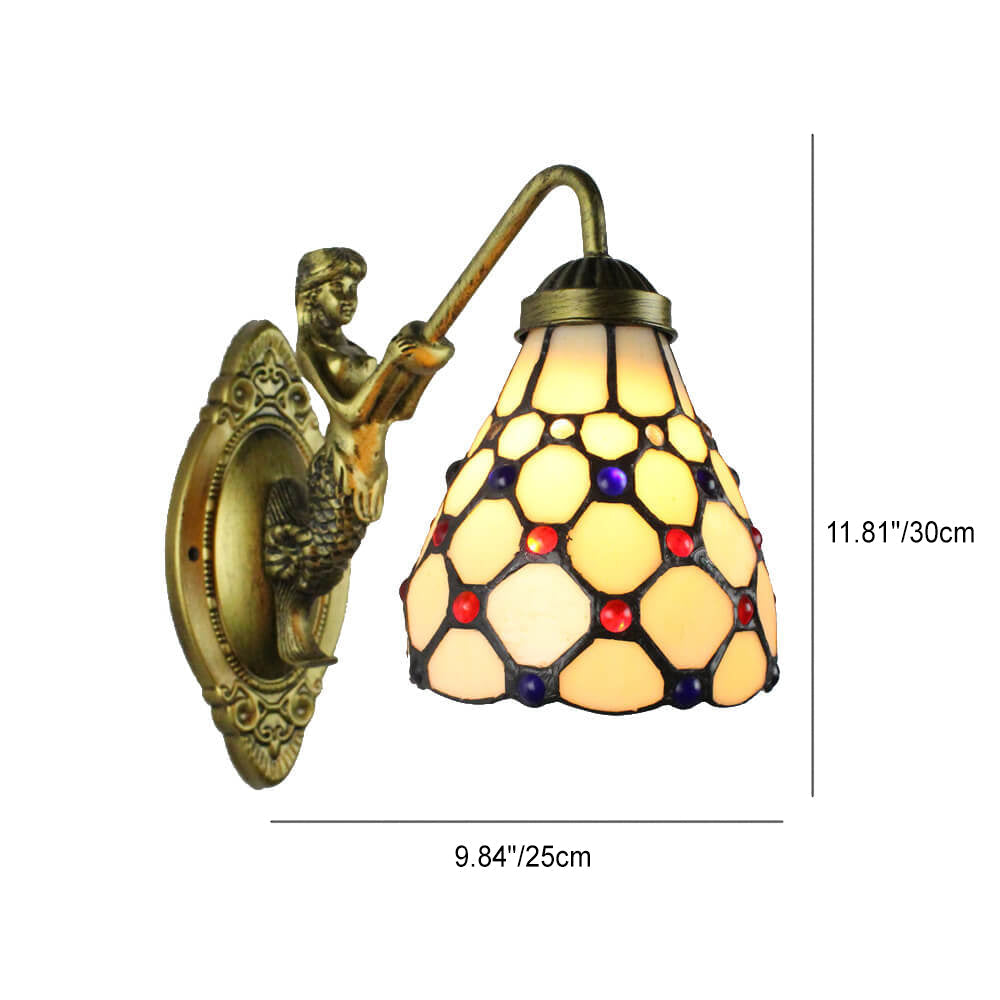 Mediterranean Conical Stained Glass Wall Lamp