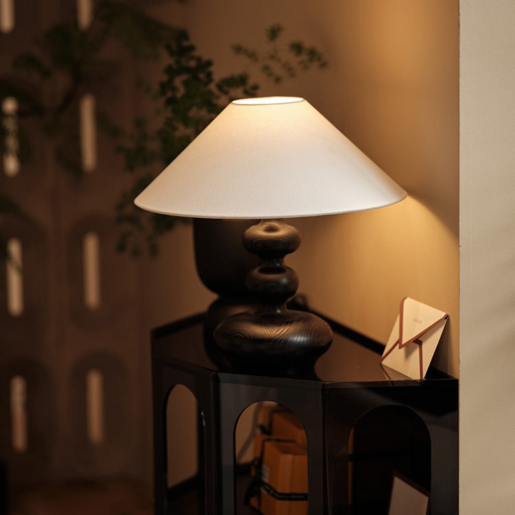 Gourd Shaped Cone Wood Table Lamp