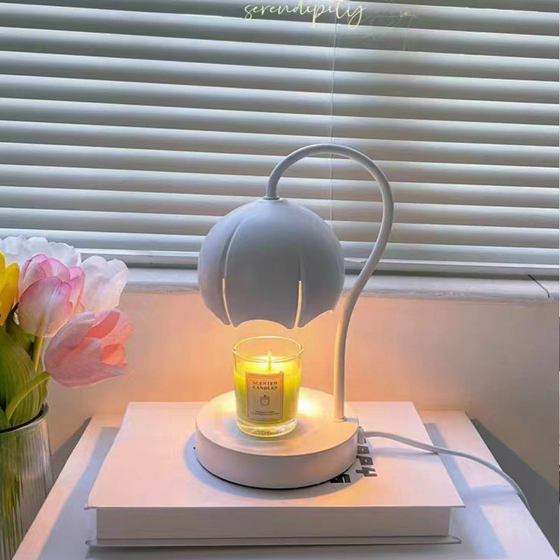 Iron Glass Wood Flower Table Lamp