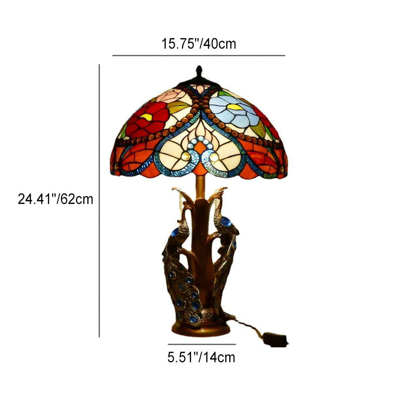 Stained Glass Resin Dome 2-Light Table Lamp