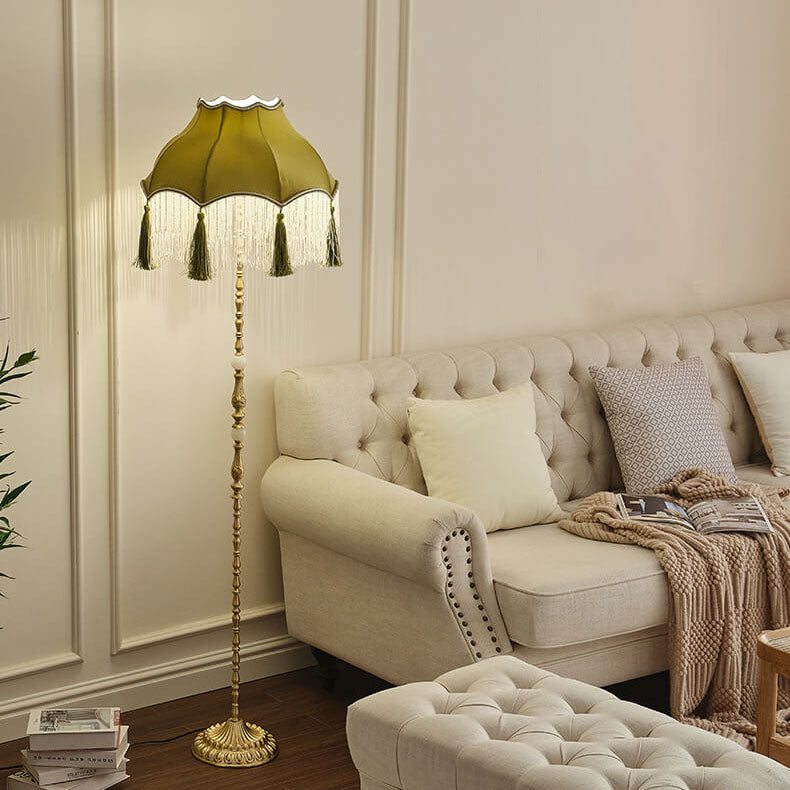 Brass Umbrella Tassels Living Floor Lamp