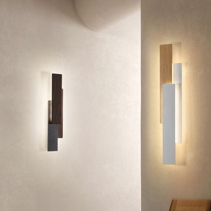 Wood Grain Geometric Rectangle Wall Lamp