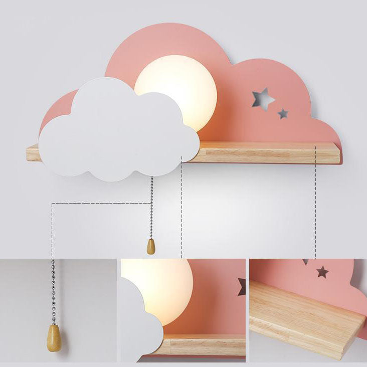 Macaron Cloud Glass Wood Wall Lamp
