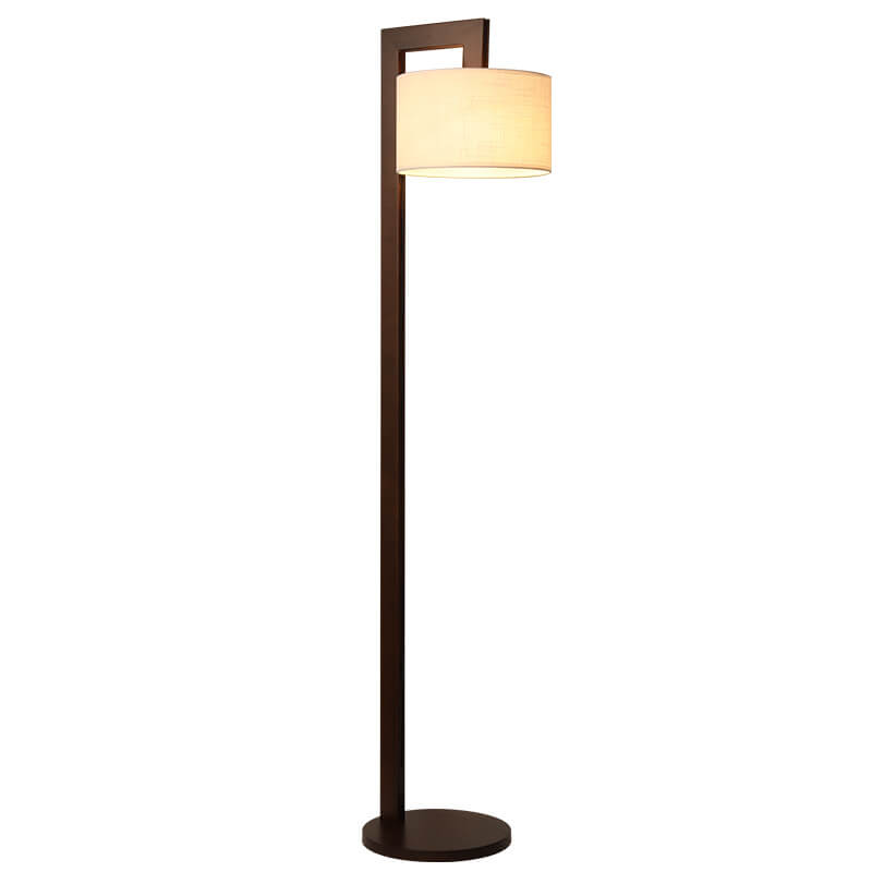 Walnut Fabric Drum Floor Lamp