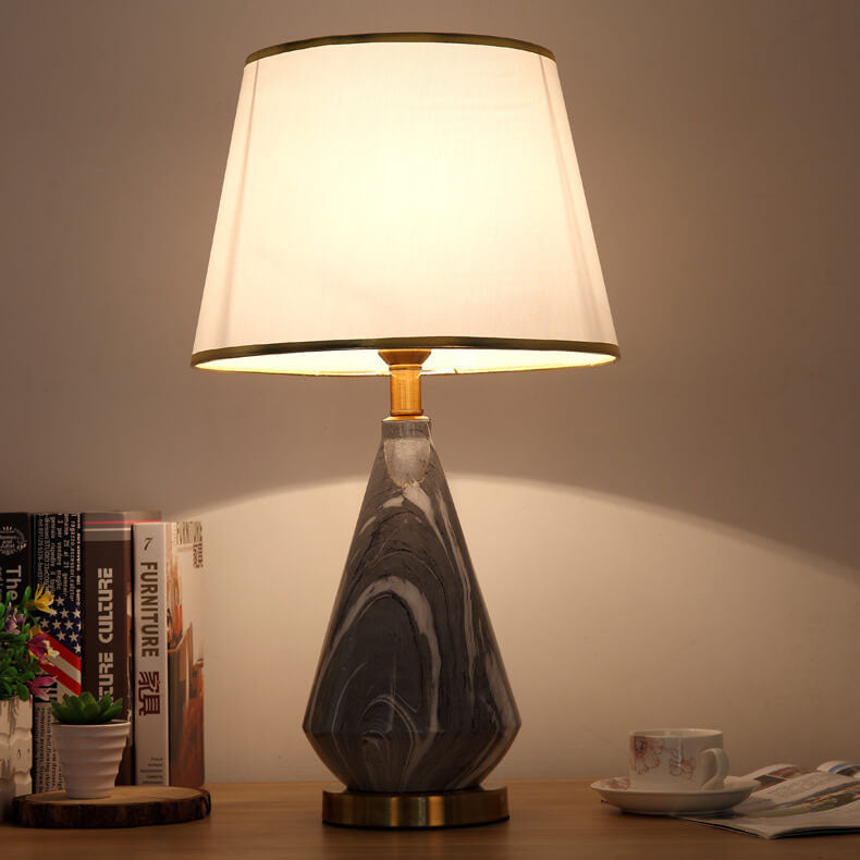 Fabric Lampshade Stone Pattern Table Lamp