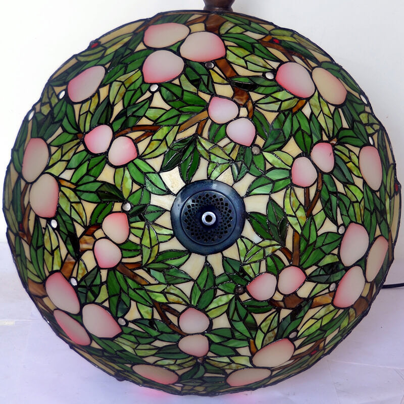 Peach Stained Glass Dome 3-Light Table Lamp