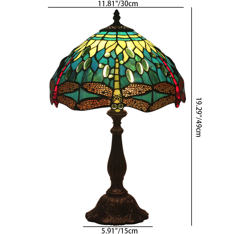 Stained Glass Animal Dragonfly Table Lamp