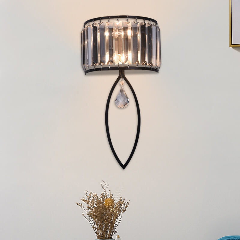Crystal Half Column Oval 2-Light Wall Lamp