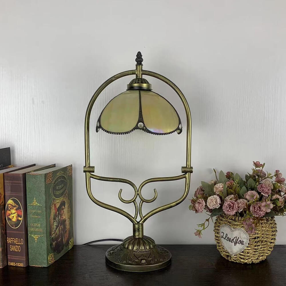 Flower Stained Glass Metal Table Lamp