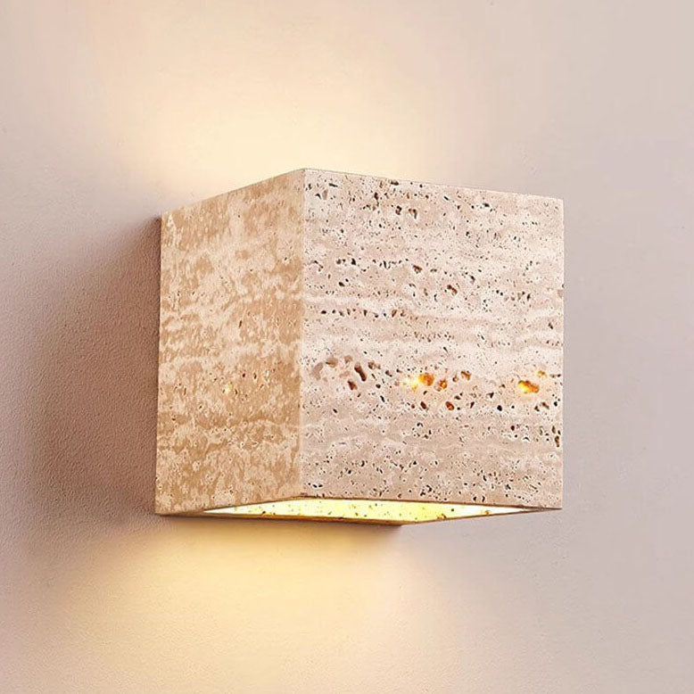 Square Rectangle Yellow Travertine Outdoor Light