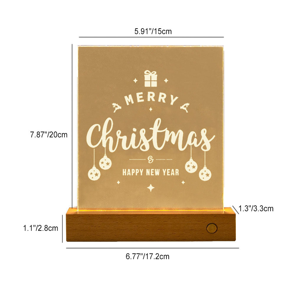 Christmas Rectangular Acrylic Plate Table Lamp