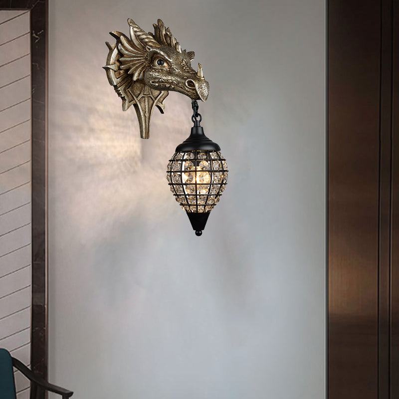 Dragon Crystal Iron Resin Wall Lamp