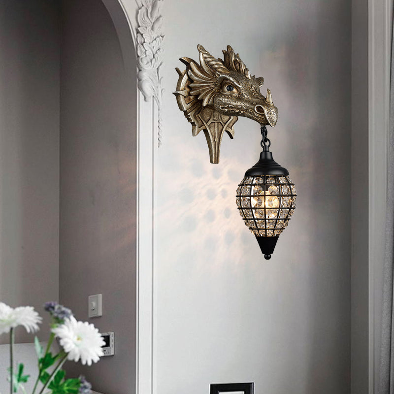 Dragon Crystal Iron Resin Wall Lamp