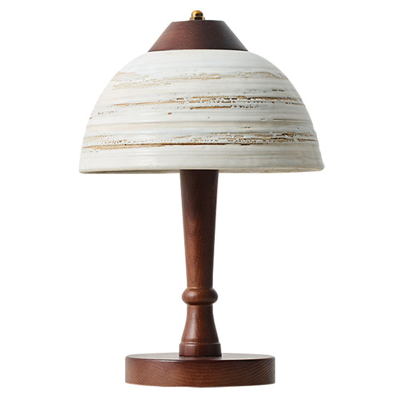 Ceramic Bowl Shape Wood Table Lamp
