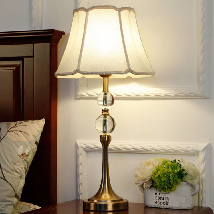 Column Crystal Iron Fabric Table Lamp