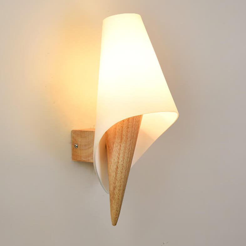 Wide Flare White Glass Wall Lamp