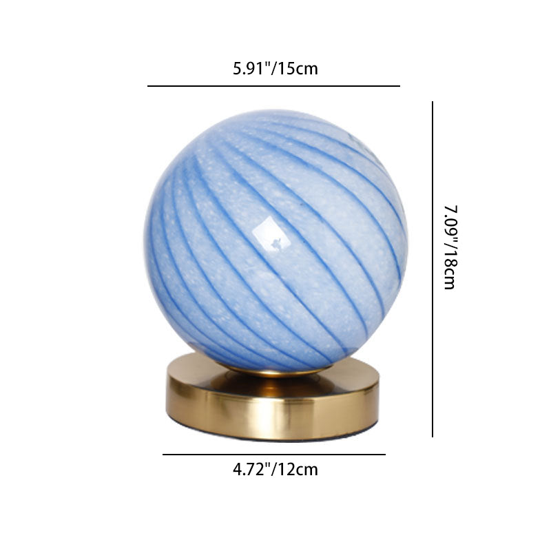Glass Iron Ball Stripe Table Lamp