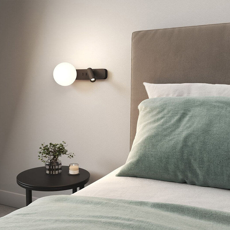 Glass Sphere Reading Wall Lamp
