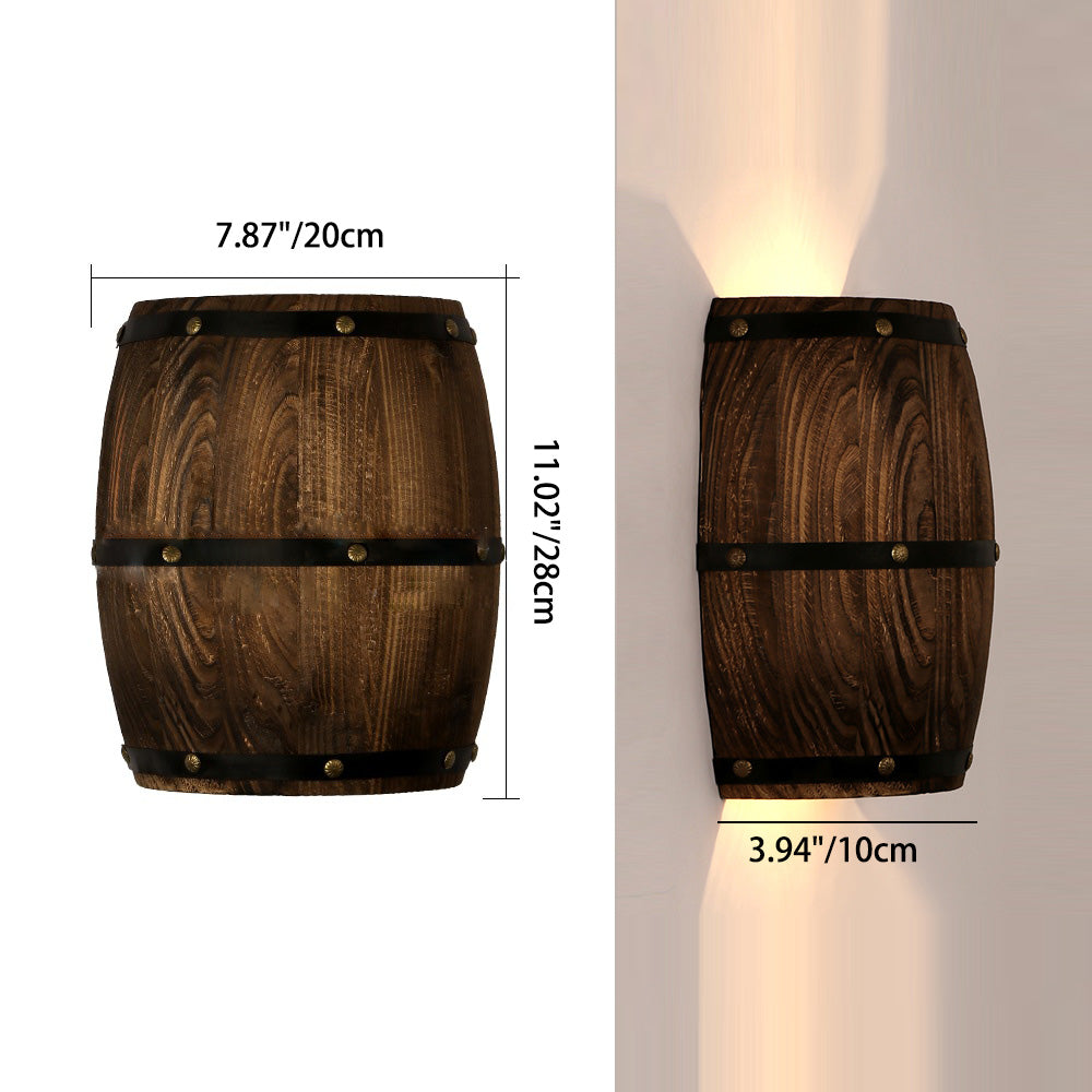 Wood Wine Barrel Design Wall Lamp
