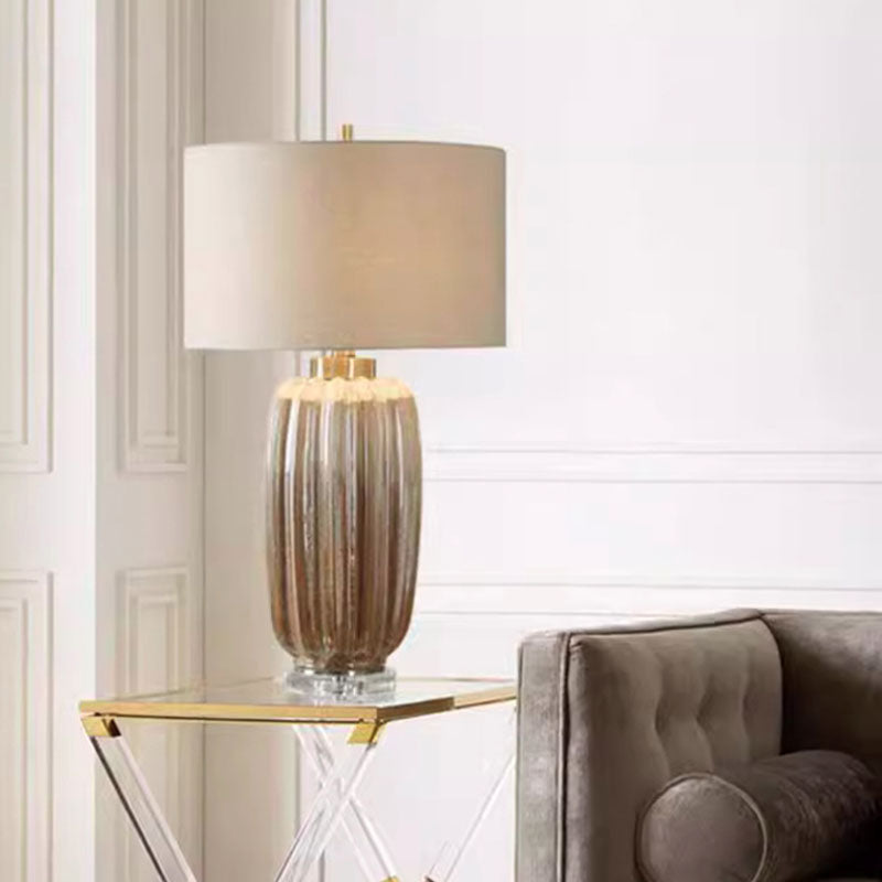 Column Ceramic Fabric Living Table Lamp