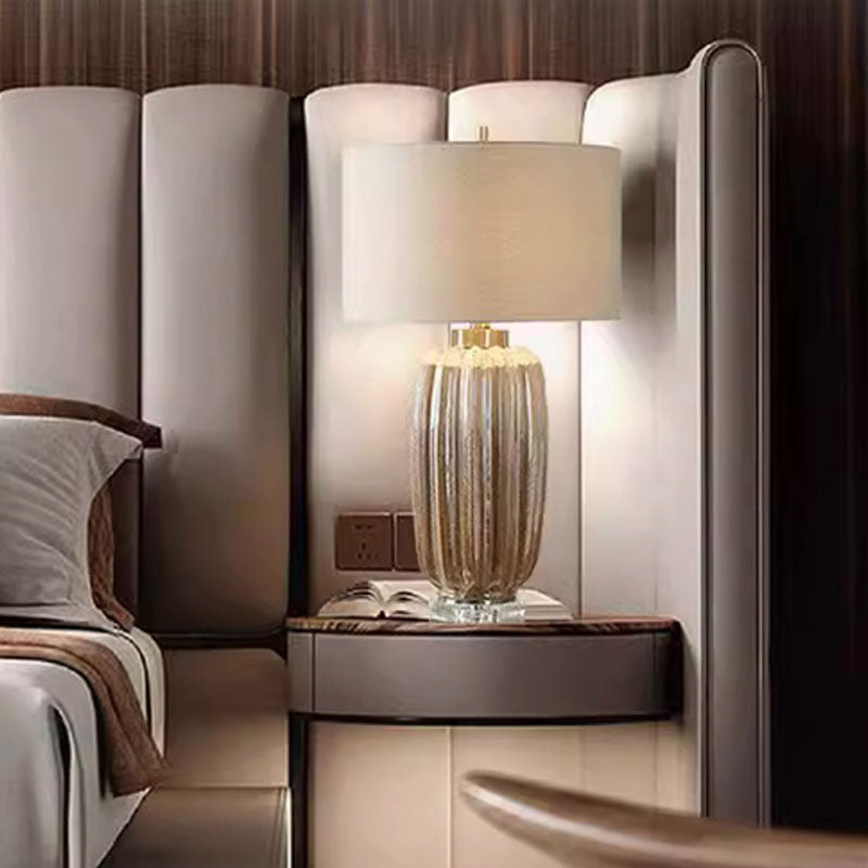 Column Ceramic Fabric Living Table Lamp
