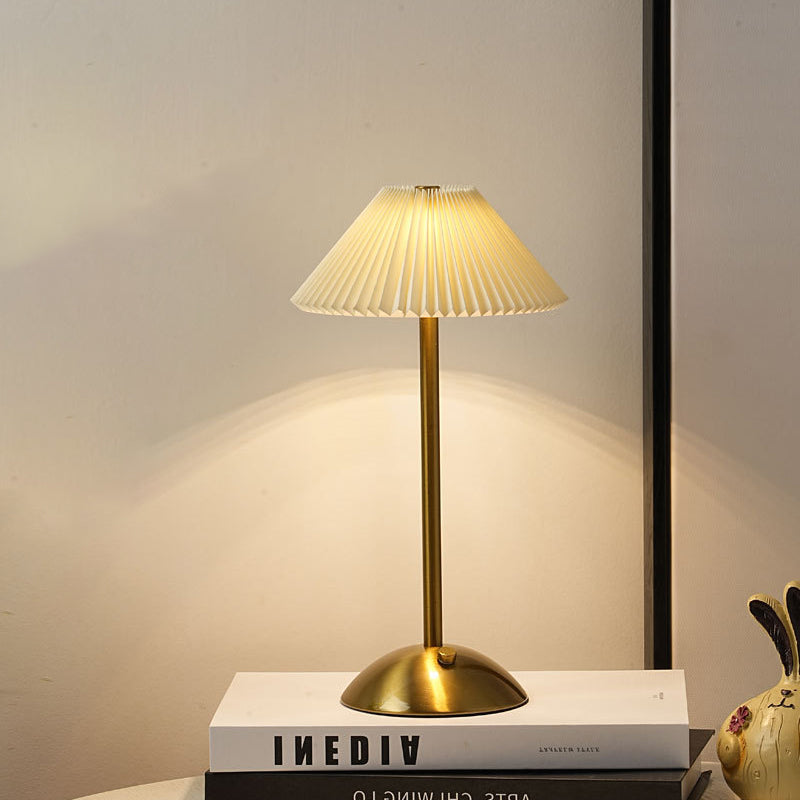 Rechargeable Iron Fabric Conic Table Lamp