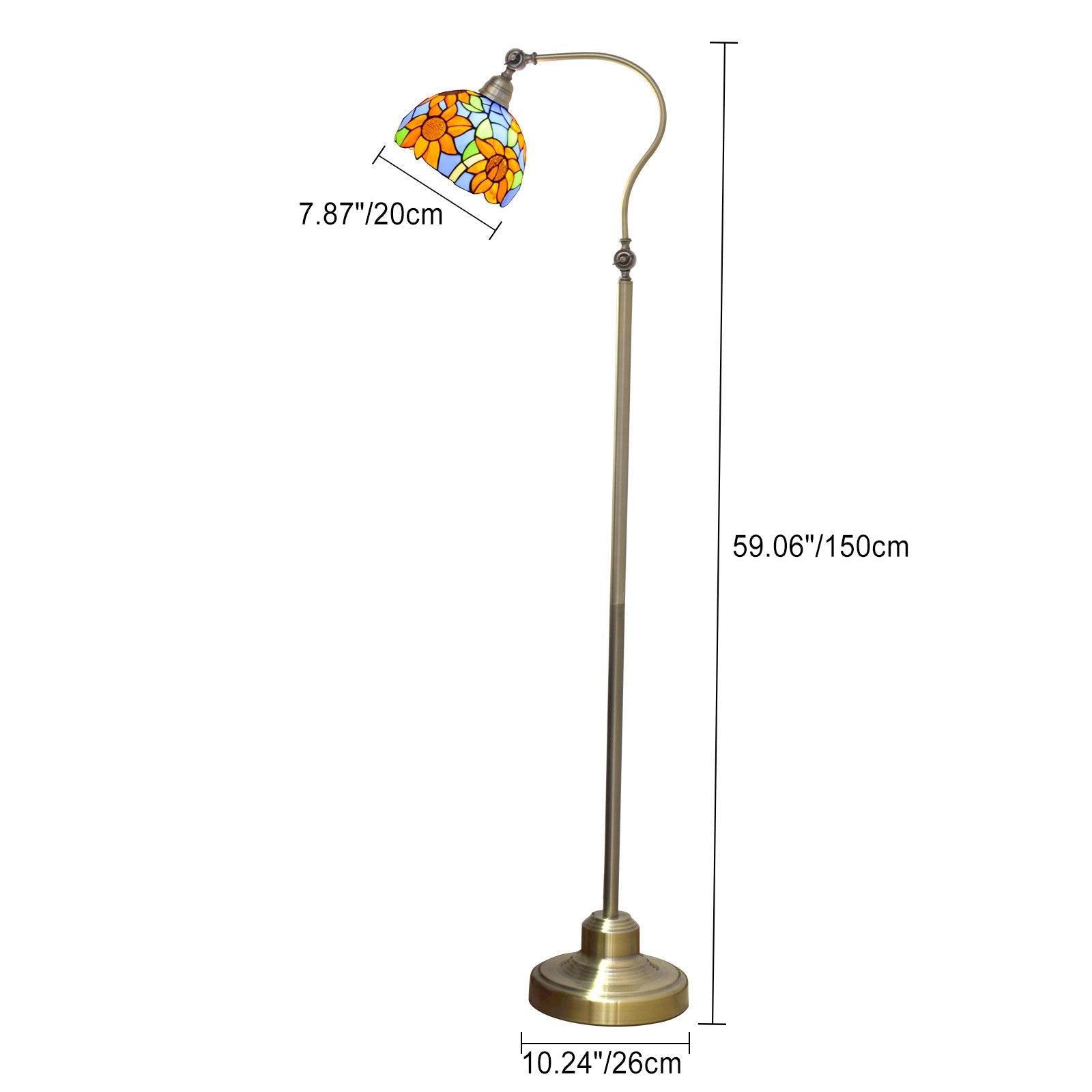 Iron Glss Dome Round Floor Lamp